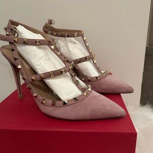 Valentino rock stud heel baby pink suede size 41